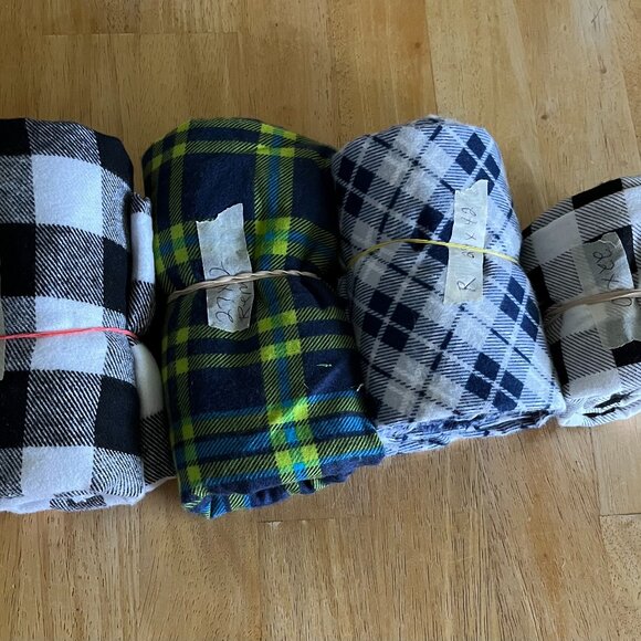 Flannel Check Print Fabric Lot #2 - 4 Pieces - Picture 1 of 6
